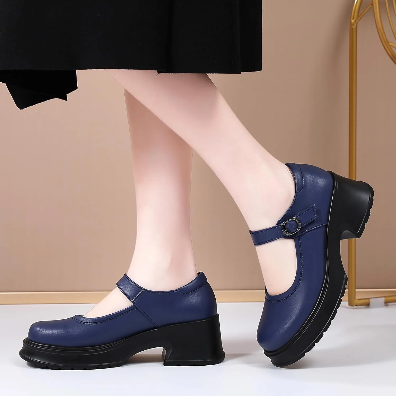 Mary Jane Shoes Women Platform Mary Janes Heels Women's Chunky Pumps Dress Shoes Ladies Work Comfortable Dressy Casual Footwear