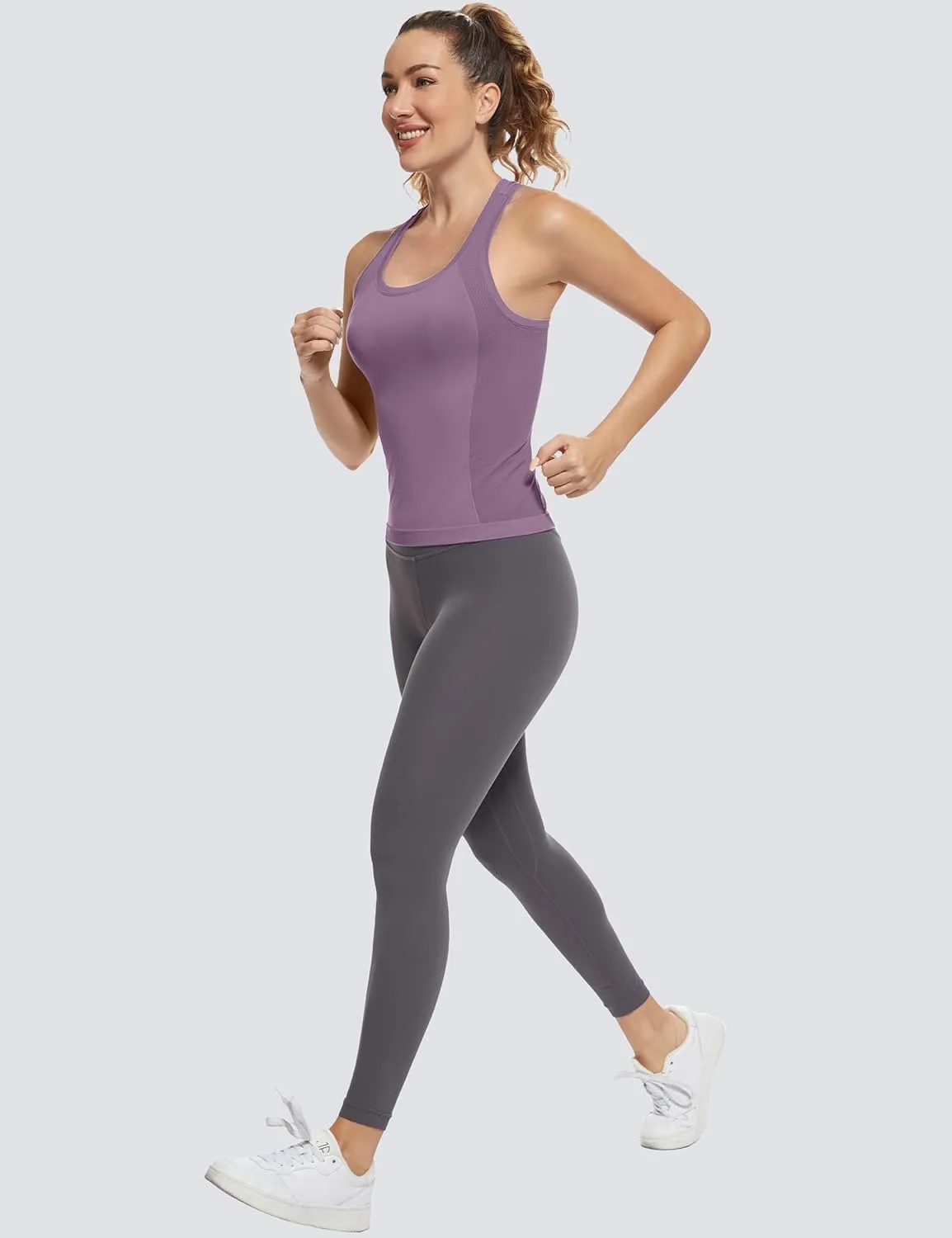 MathCat Workout Tops for Women Racerback Tank Tops Seamless Running Tank Tops Muscle Tank