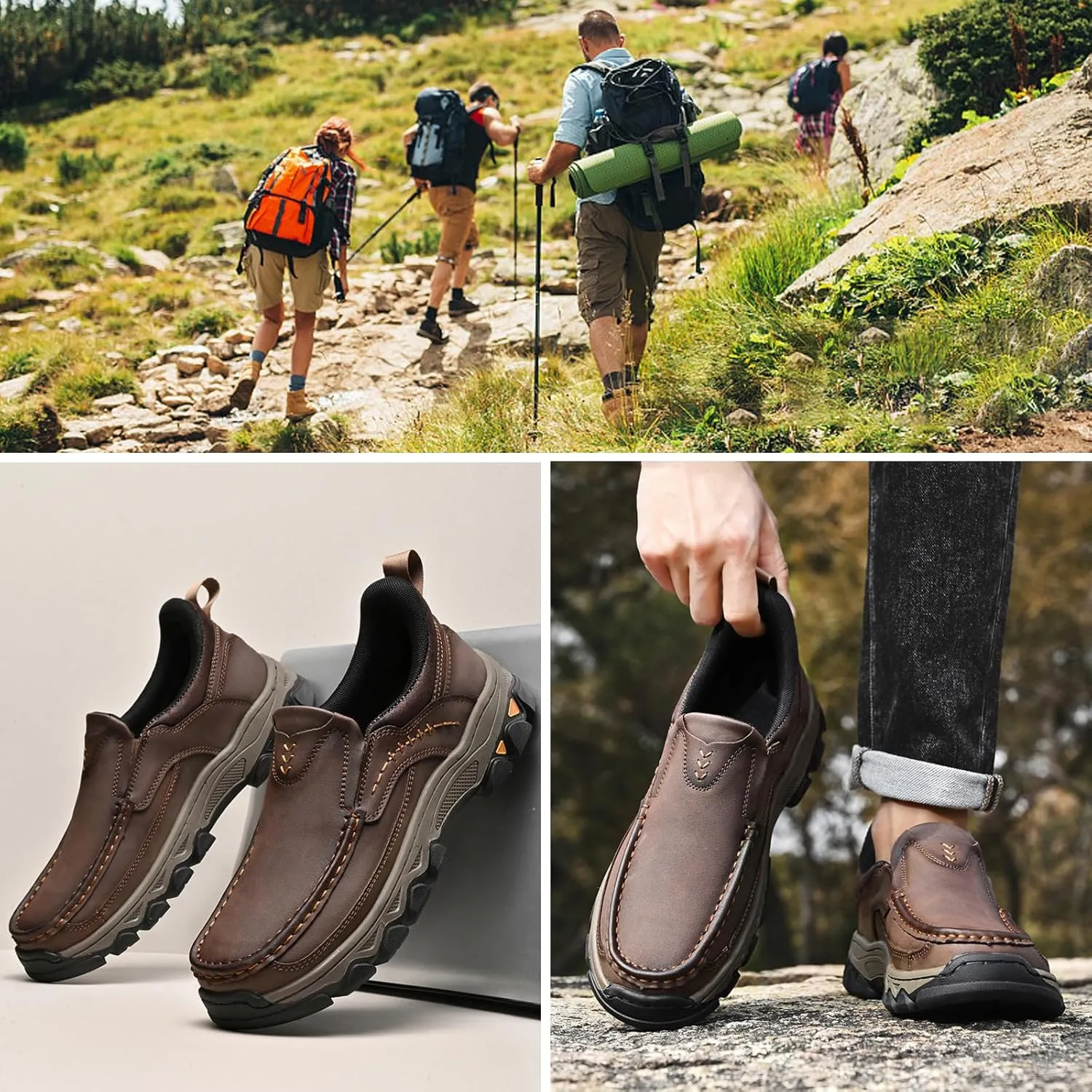 Men Casual Shoes Loafers Comfortable Walking Sneakers Oxford Waterproof Hiking Boots for Work Dress Travel