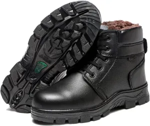 Men Lightweight Steel Toe Safety Shoes, Men's High-Top Anti-Smash and Anti-Puncture Winter Fleece-Lined Safety Work Shoes, Slip Resistant Breathable Construction Work Boots