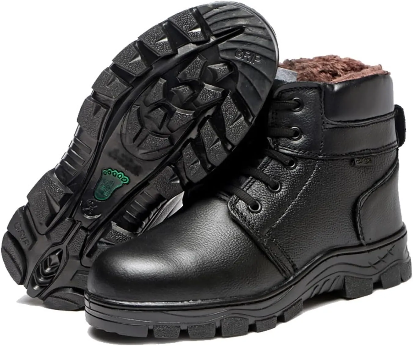 Men Lightweight Steel Toe Safety Shoes, Men's High-Top Anti-Smash and Anti-Puncture Winter Fleece-Lined Safety Work Shoes, Slip Resistant Breathable Construction Work Boots