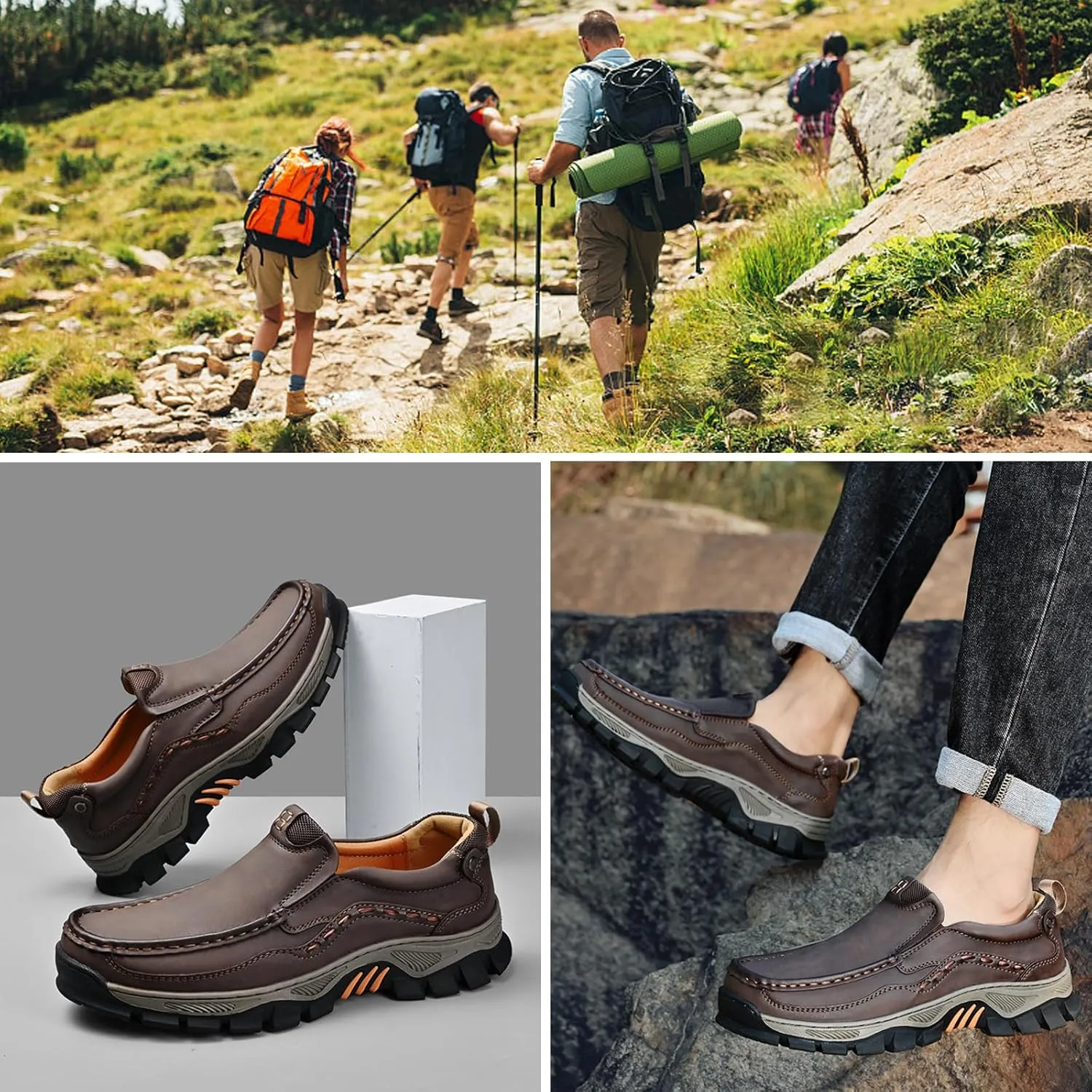Men Loafers Comfortable Casual Shoes Walking Sneakers Oxford Waterproof Hiking Boots for Work Dress Travel