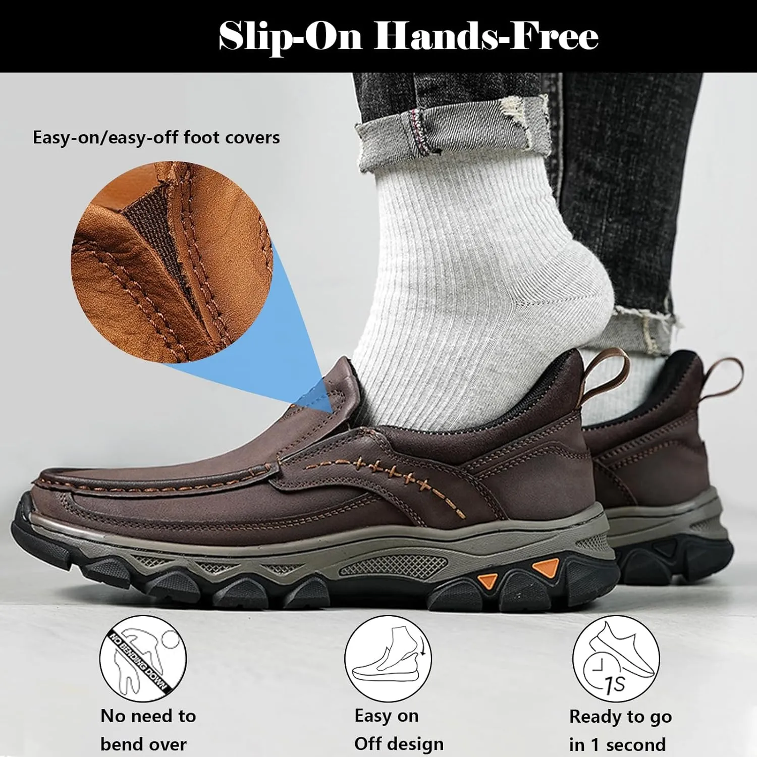 Men Loafers Comfortable Casual Shoes Walking Sneakers Oxford Waterproof Hiking Boots for Work Dress Travel