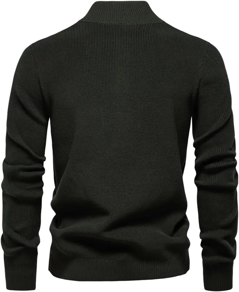 Men Mock Neck Button Sweater Casual Knitted Sweaters Turtleneck Pullover Polo Sweaters for Men