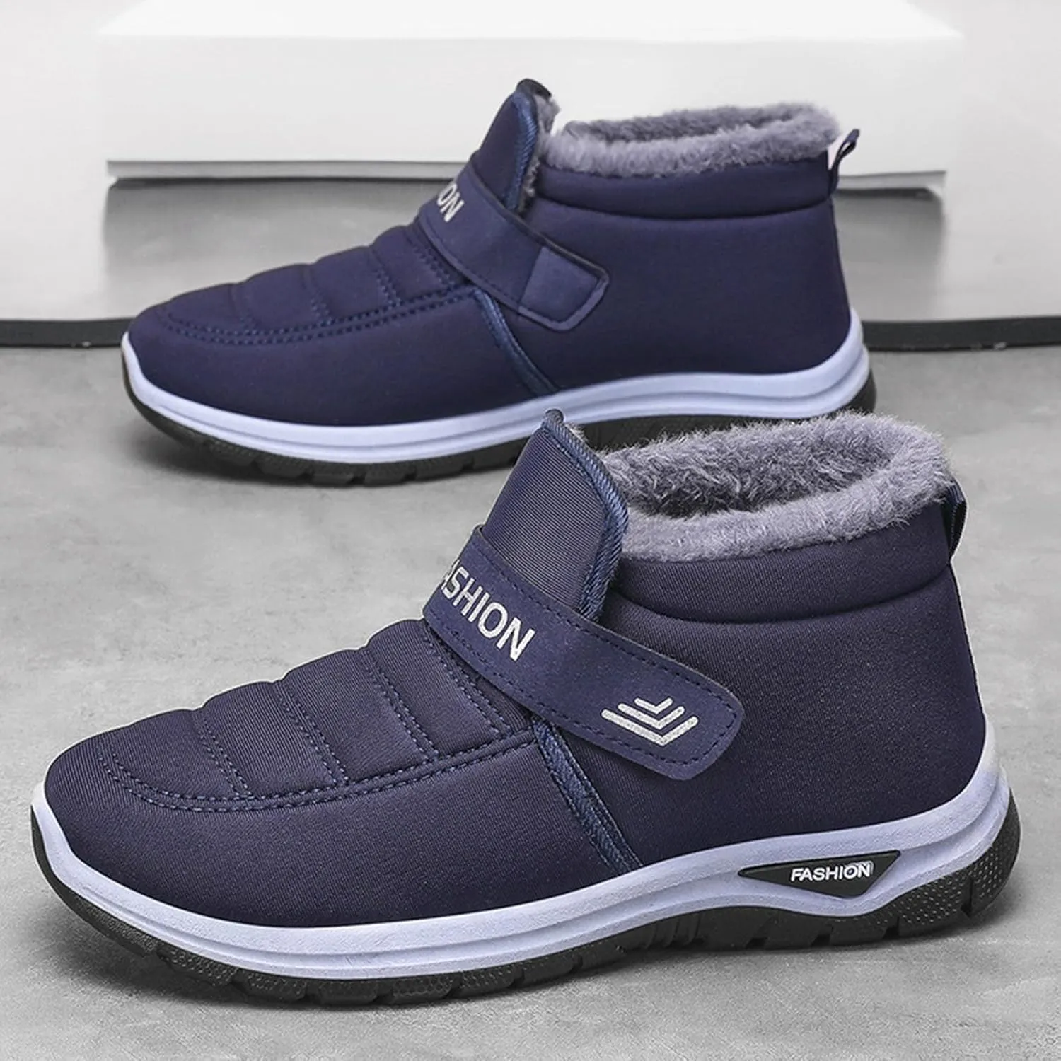 Men Snow Boots Fashion New Pattern Autumn And Winter Thickened Warm Comfortable Casual Slip On Mens Zip up Snow Boots