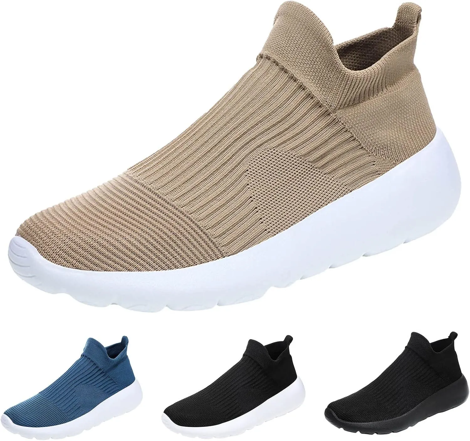 Men's Arch Support Insole Shoes Comfortable Breathable Stretch Canvas Slip on Sneaker Barefoot Minimalist Shoes
