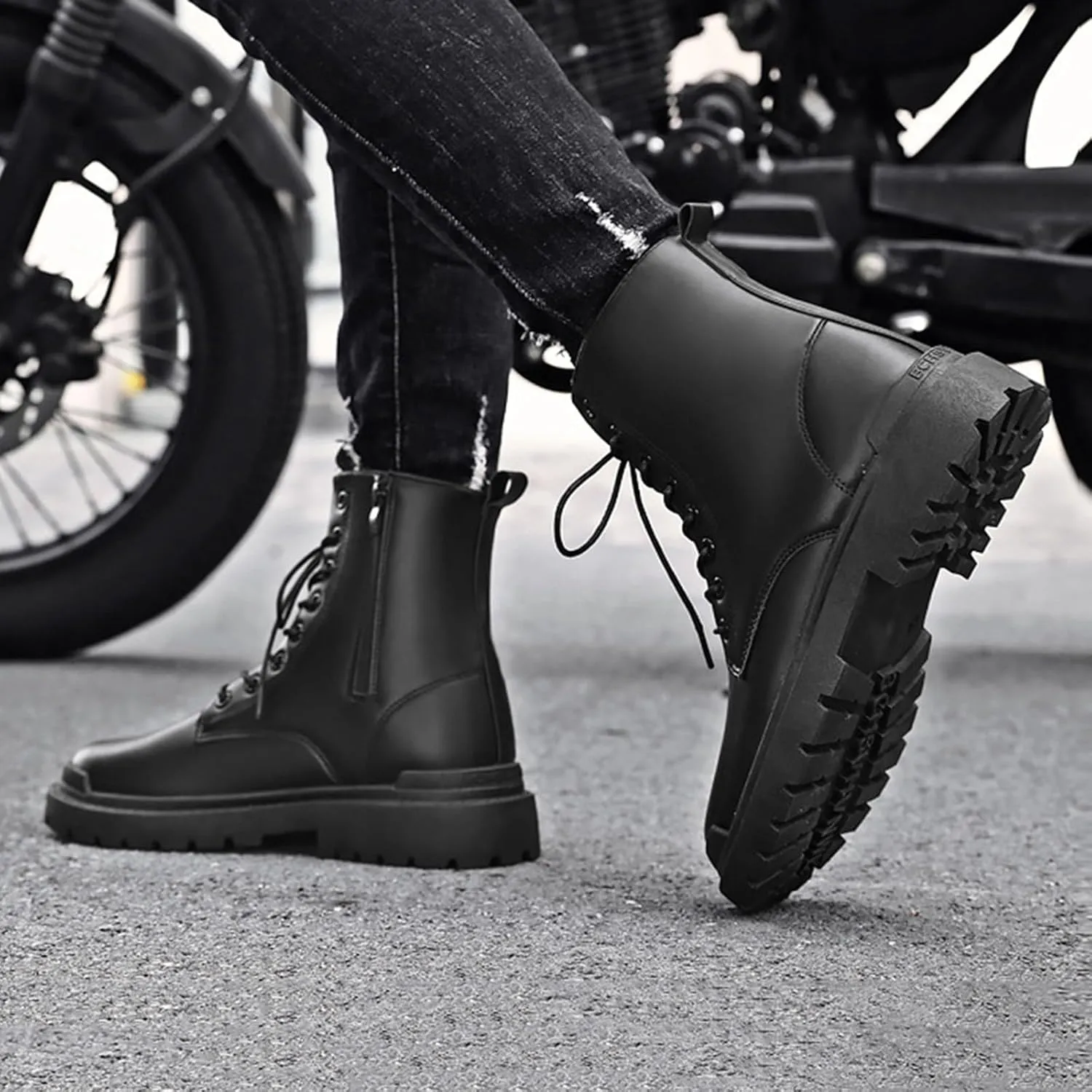 Men's Boots High Top Water Proof Round Toe Laced Up Casual Shoes Trendy and Versatile Vintage Leather British Stylish Breathable Comfortable Leisure Ankle Boots