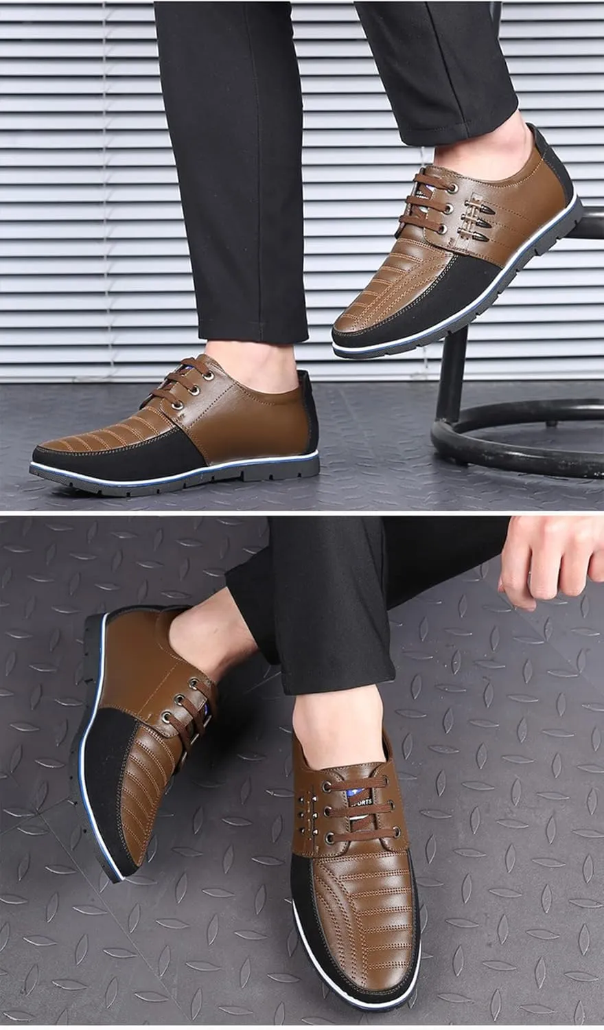 Mens Casual Business Dress Shoes Leather Slip-on Sneakers for Men Walking Office Comfort Outdoor Loafers Fashion Leisure Breathable