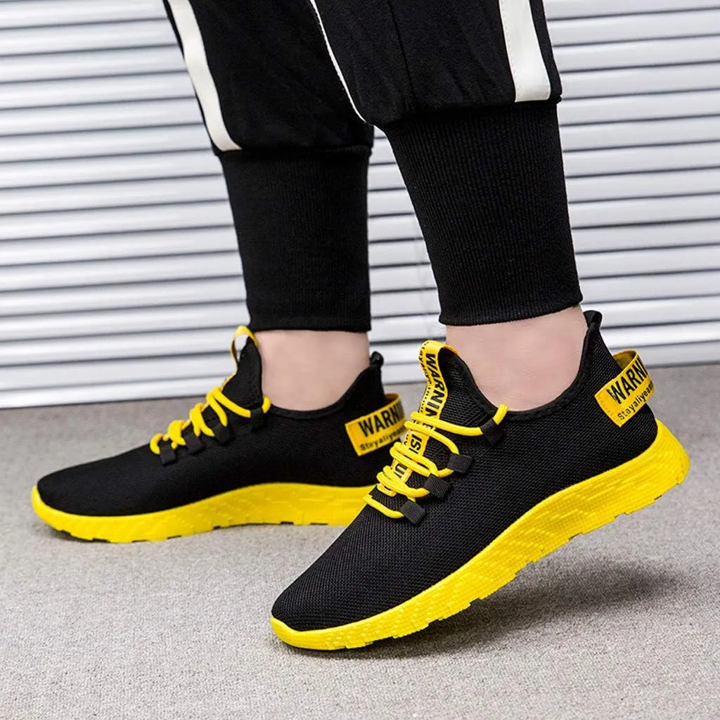 Mens Casual Lace-Up Sneakers Breathable Mesh Ultra Lightweight Comfortable Walking Shoes with Soft Memory Foam & Non Slip Rubber Sole for City Commuting Leisure Tourist Shoes