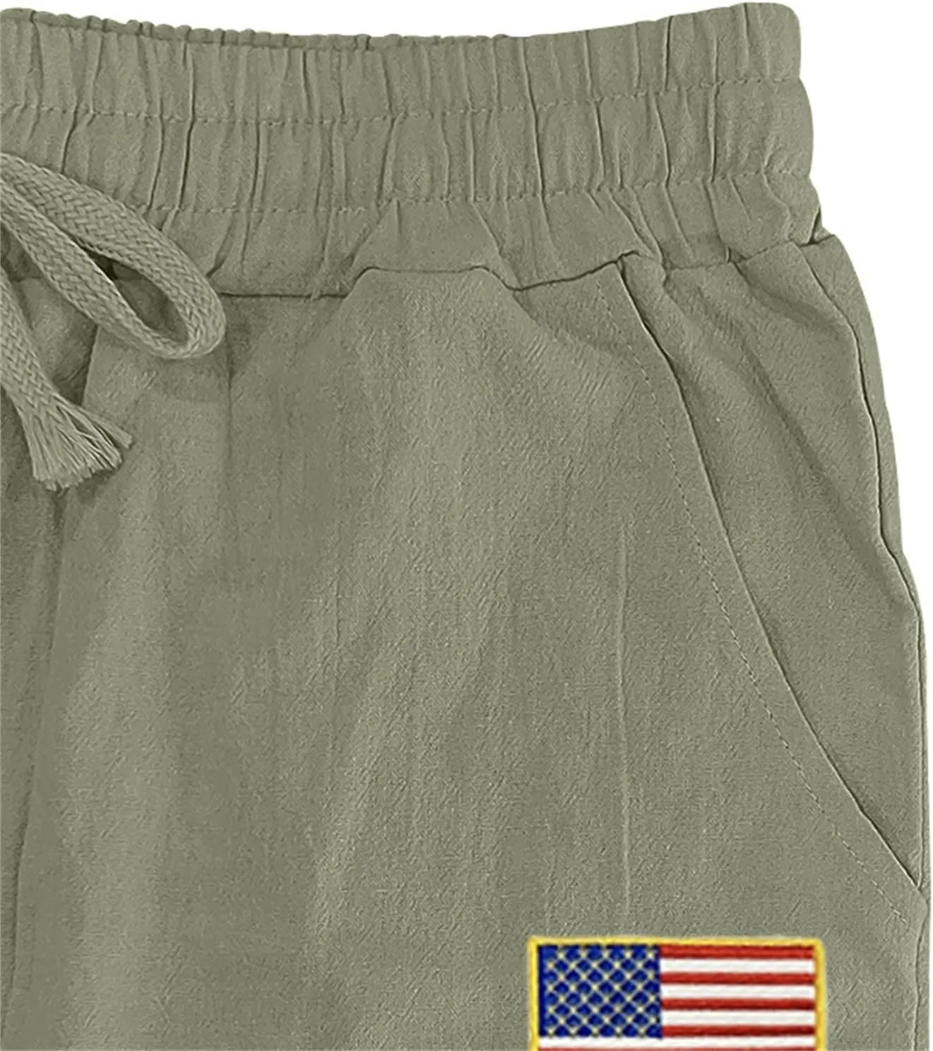 Men's Casual Linen Pants Elastic Waist Drawstring Yoga Beach Boho Pant Lightweight Loose Fit Trousers with Pockets