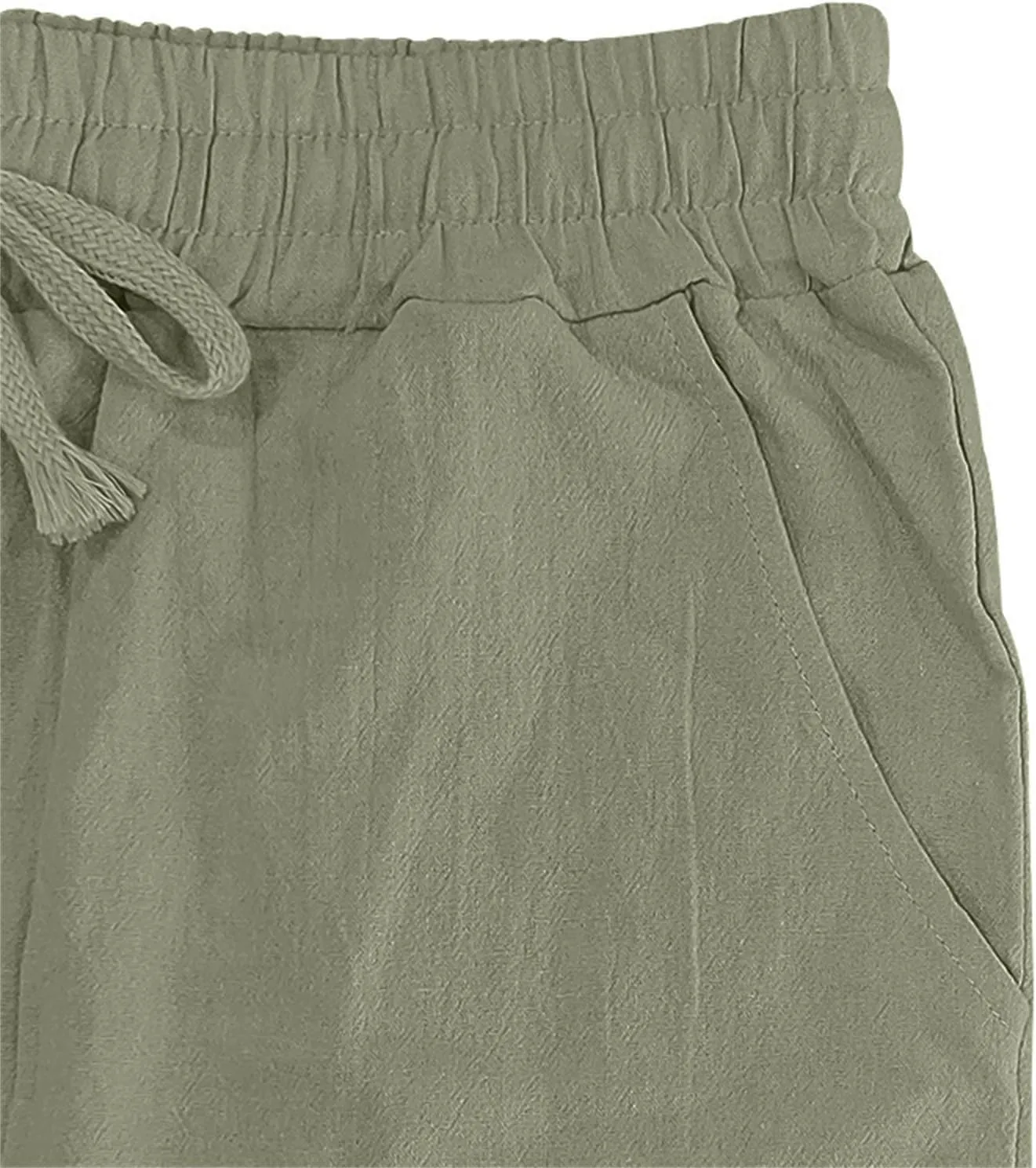 Men's Casual Linen Pants Elastic Waist Drawstring Yoga Beach Boho Pant Lightweight Loose Fit Trousers with Pockets