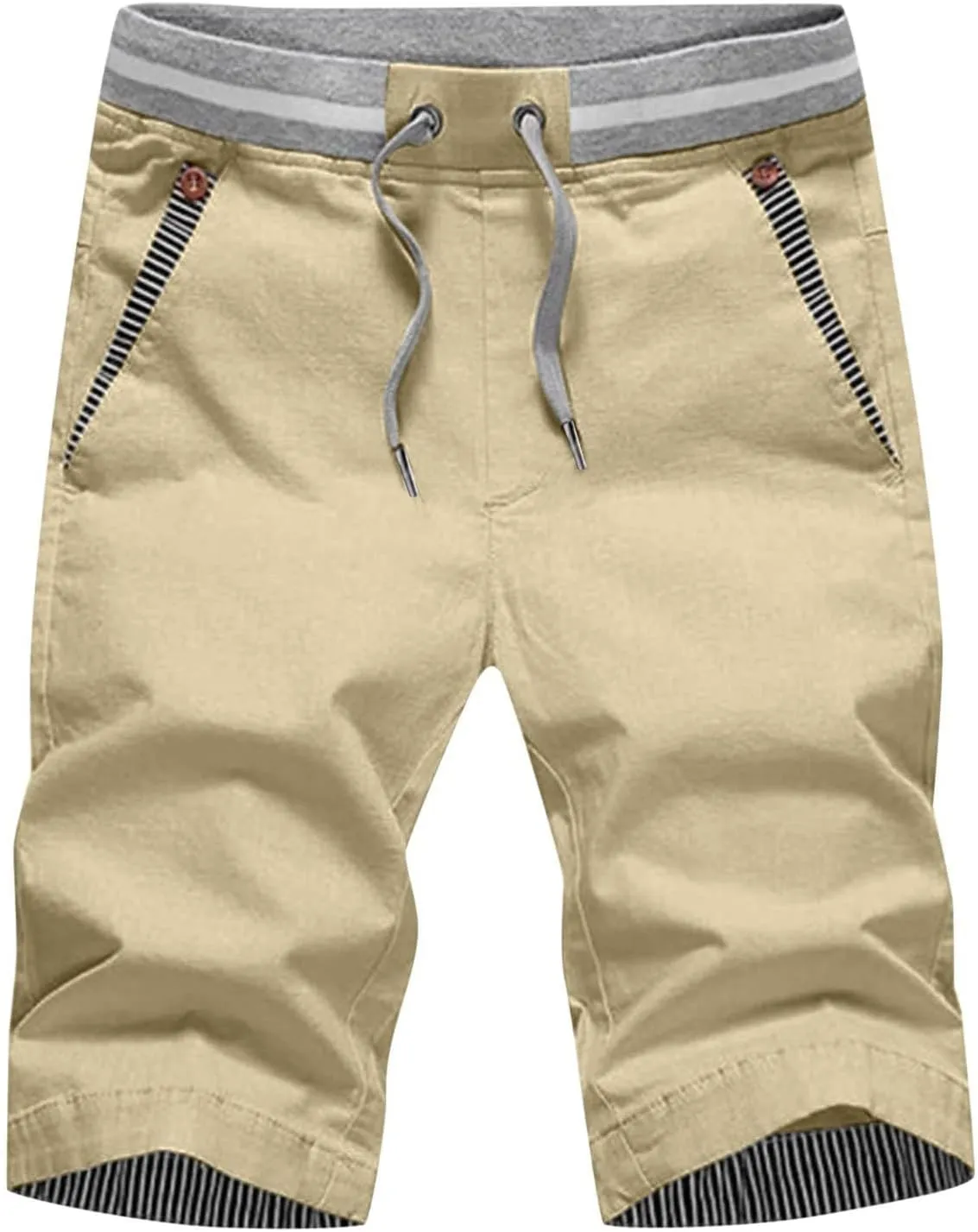Men's Casual Stretch Shorts Color Block Drawstring Shorts Slim Fit Straight Leg Pant Fashion Simple Pant with Pockets