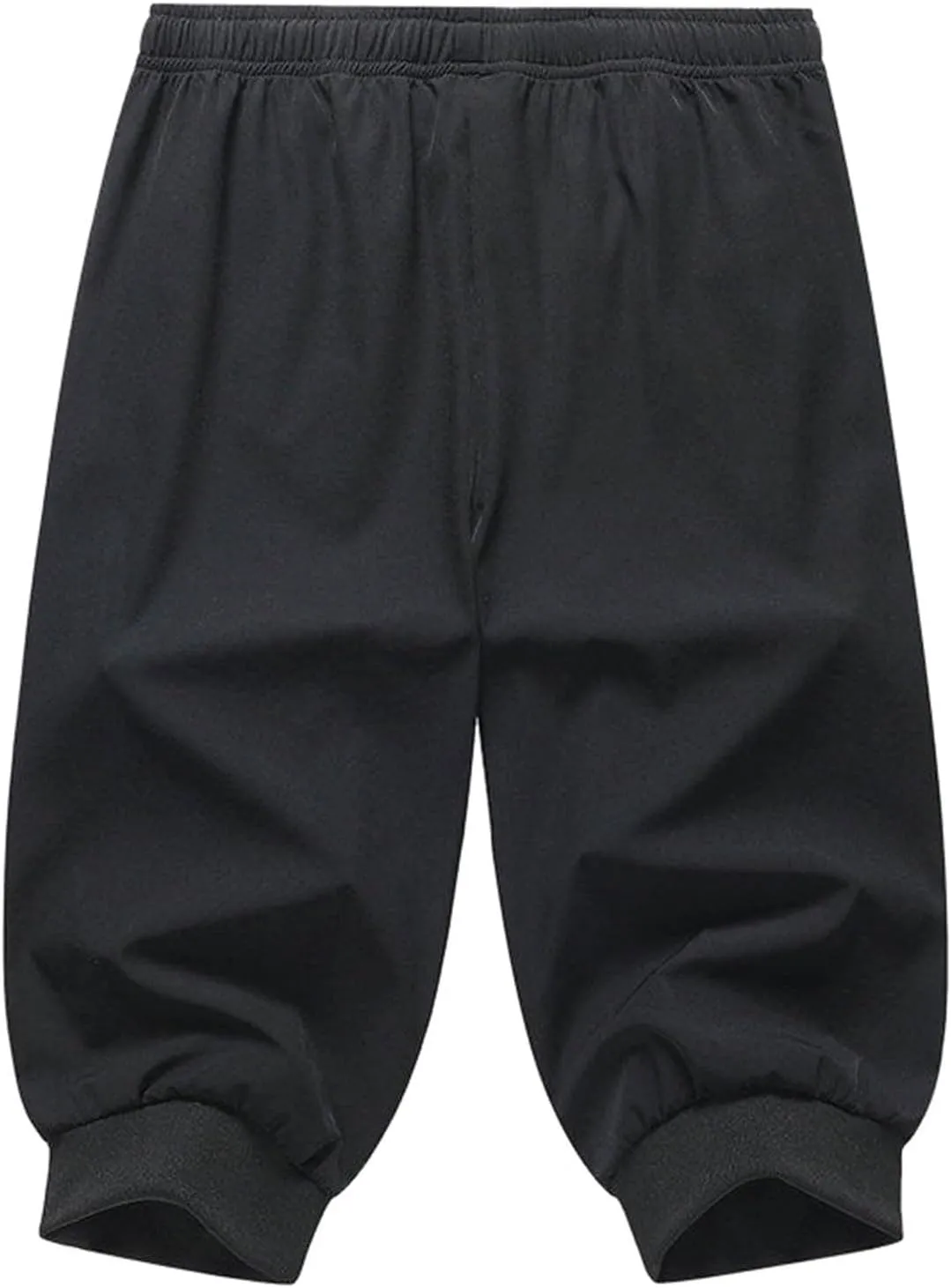 Mens Causal Shorts Slim Fit Elastic Waist Stretch Athletic Summer Shorts Lightweight Drawstring Workout Hiking Capri Pants