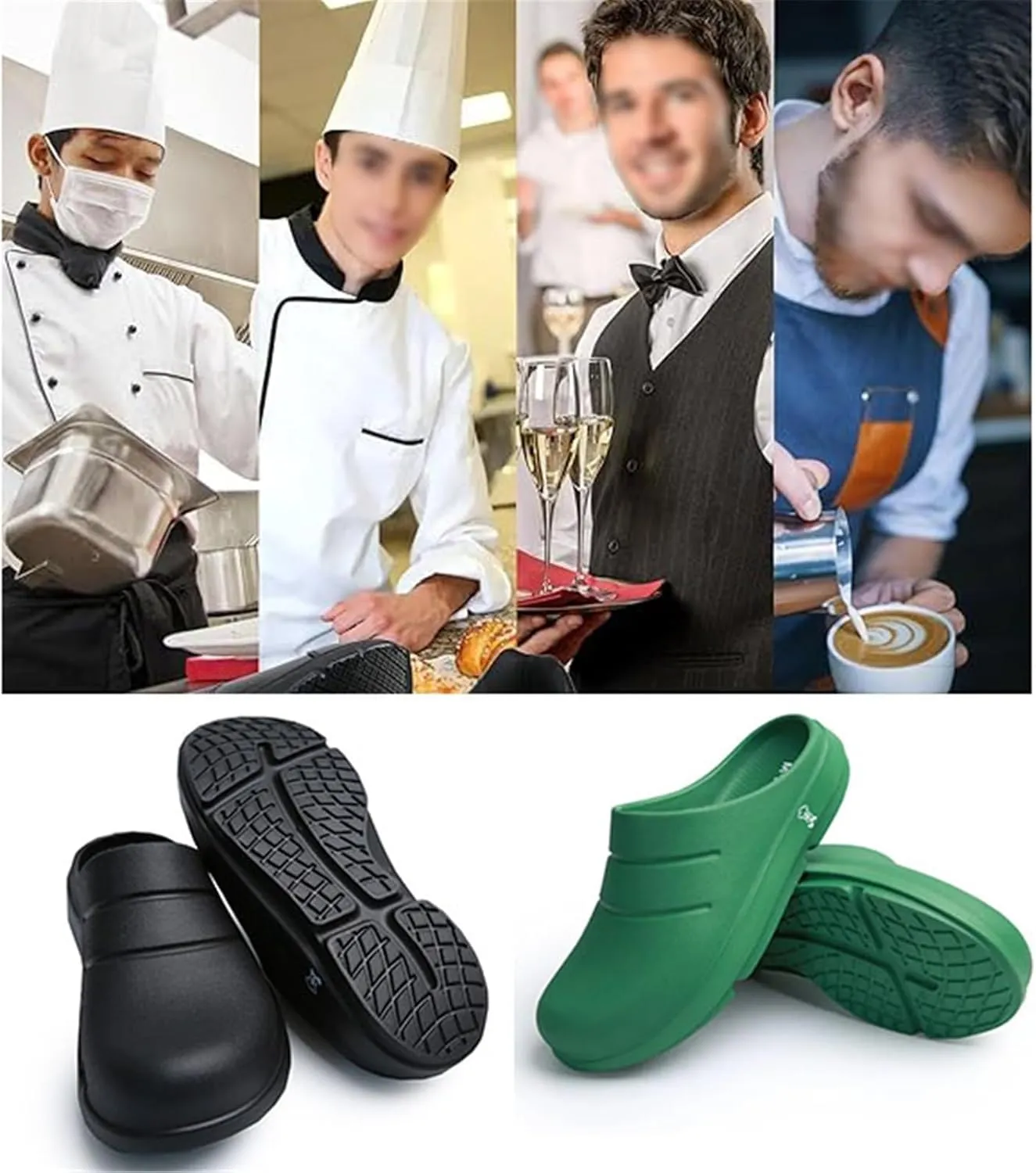 Men's Comfortable Breathable Slip-On Arch Support Non Slip Chef Work Shoes, Waterproof Oil-Resistant Shock Absorbing Kitchen Garden Shoes, for Kitchen, Nurse, Camping and Yard Work