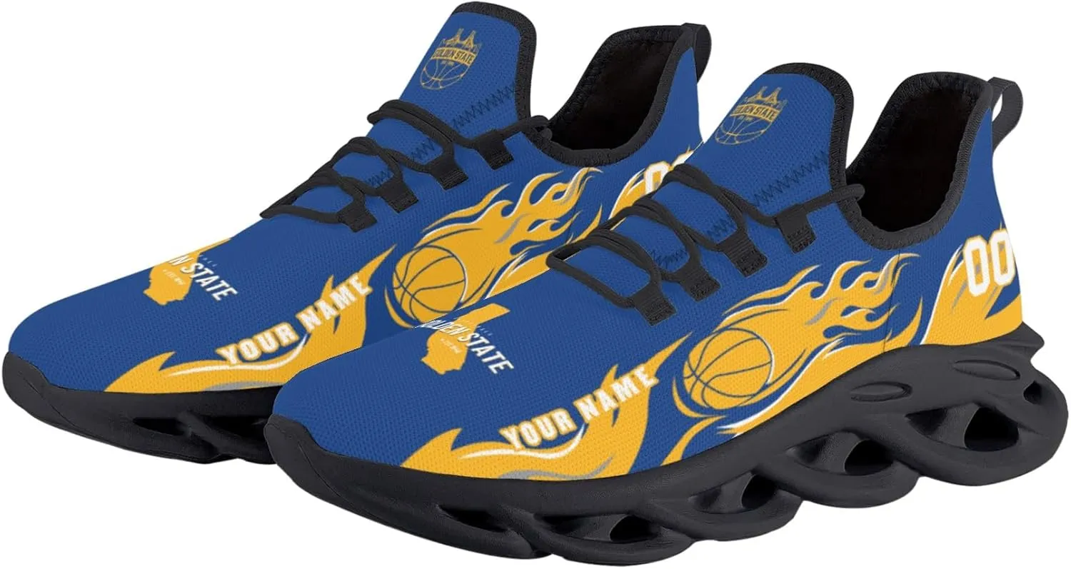 Men's Custom Basketball Flex Control Sneakers Personalized Breathable Fan Gift Name Number Workout Athletic Gym Slip-on Shoes