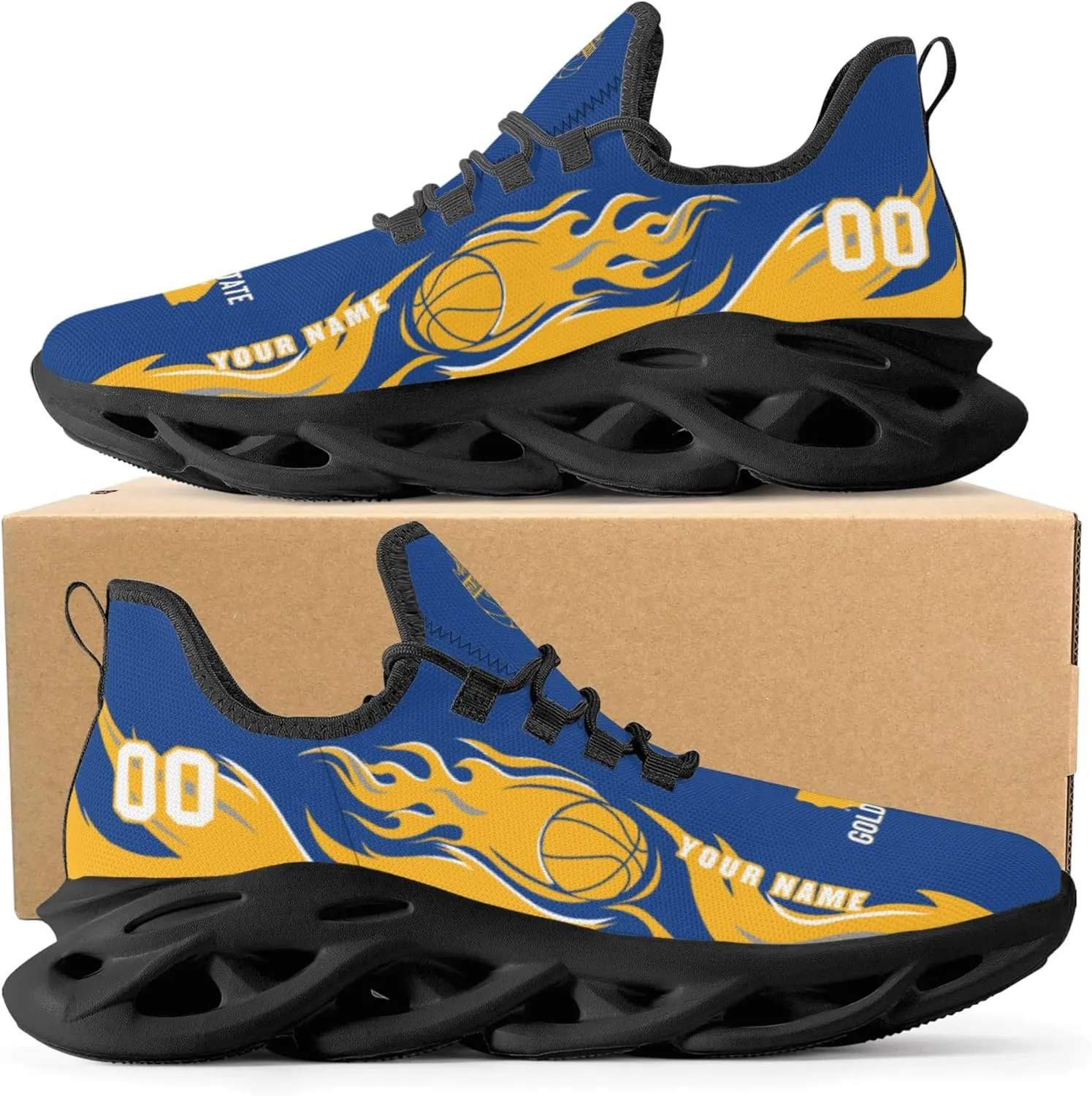 Men's Custom Basketball Flex Control Sneakers Personalized Breathable Fan Gift Name Number Workout Athletic Gym Slip-on Shoes