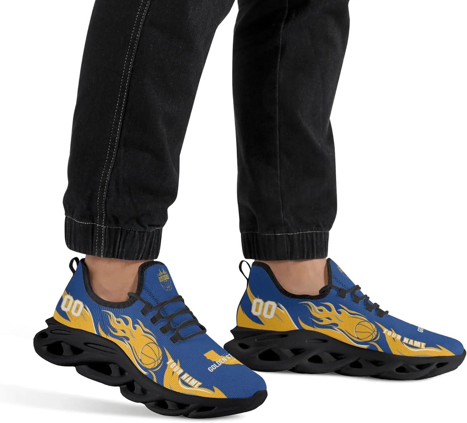 Men's Custom Basketball Flex Control Sneakers Personalized Breathable Fan Gift Name Number Workout Athletic Gym Slip-on Shoes