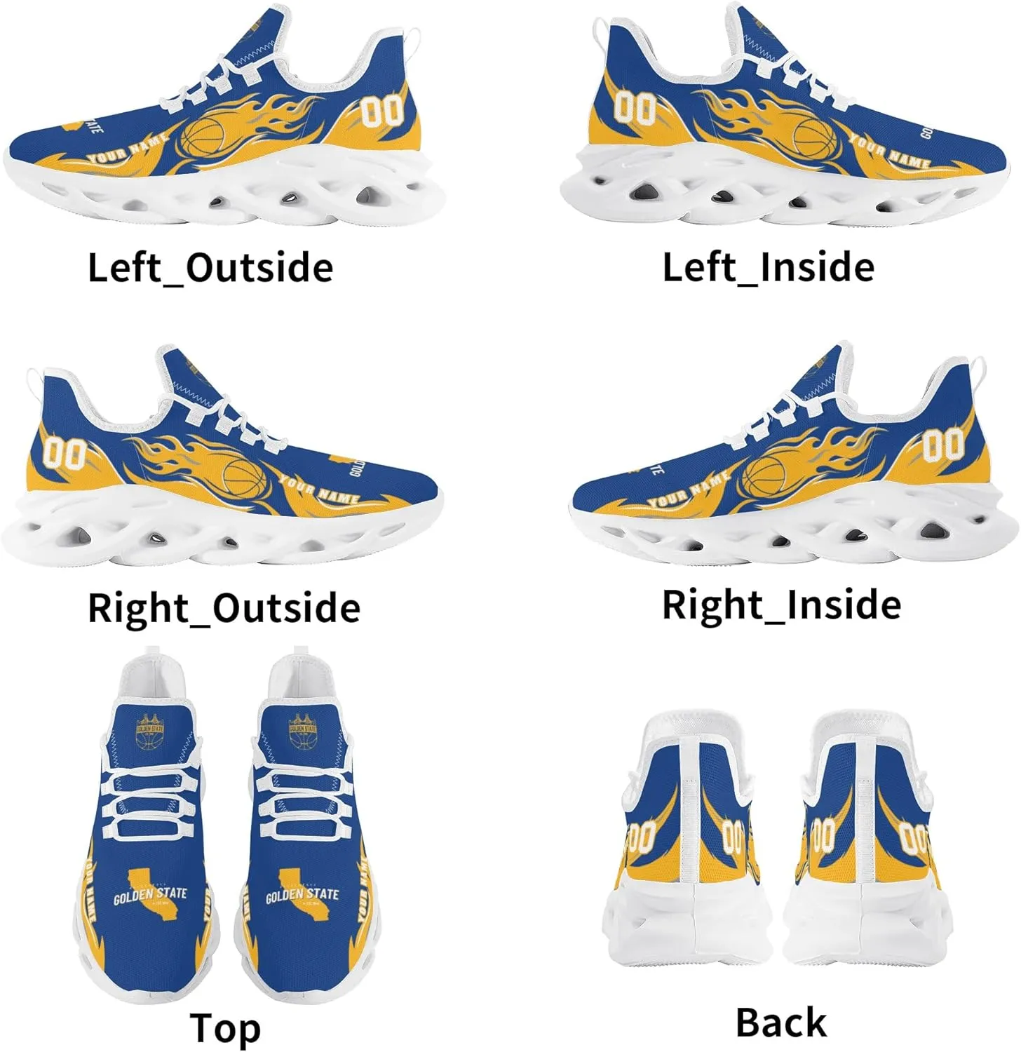 Men's Custom Basketball Flex Control Sneakers Personalized Breathable Fan Gift Name Number Workout Athletic Gym Slip-on Shoes