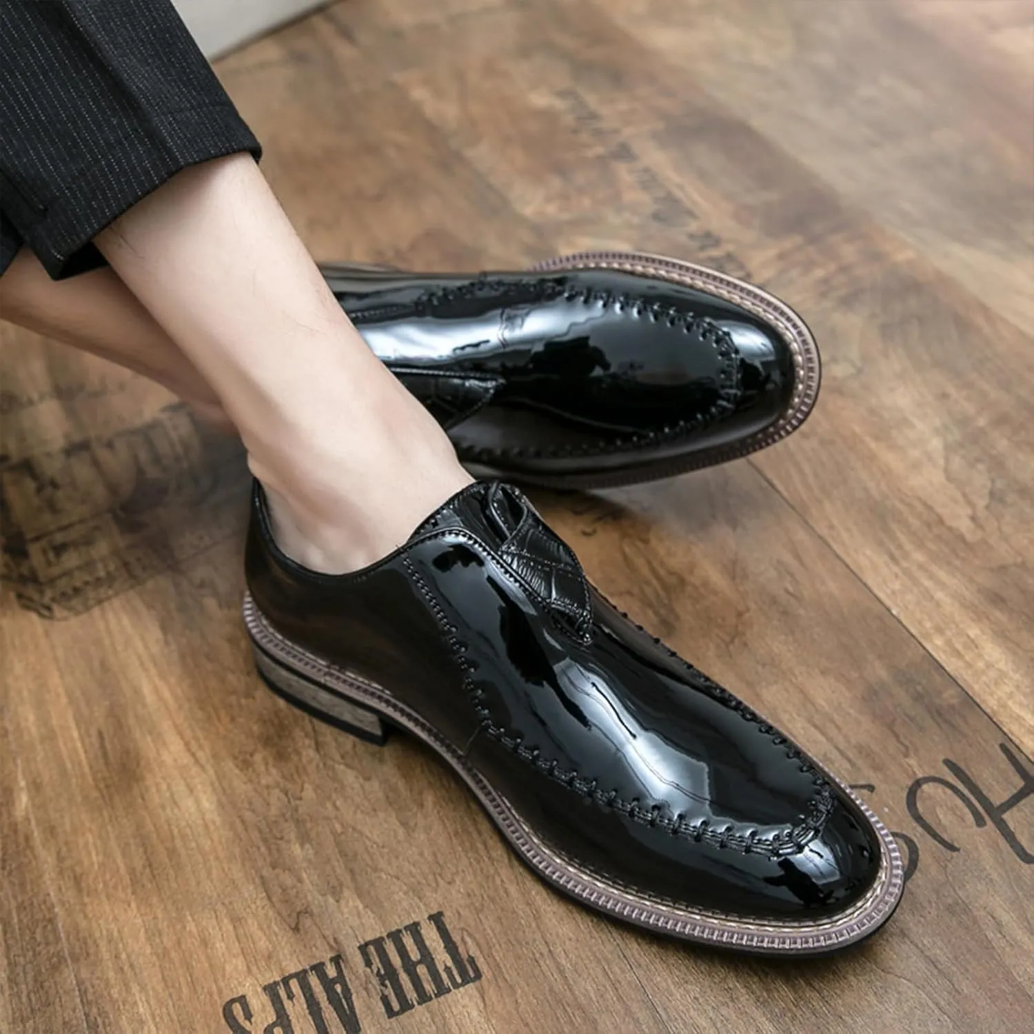 Men's Dress Shoes Single Monk Strap Comfort Non-Slip Leather Walking Shoes Business Wedding Party Dress Shoes Slip-On Loafer