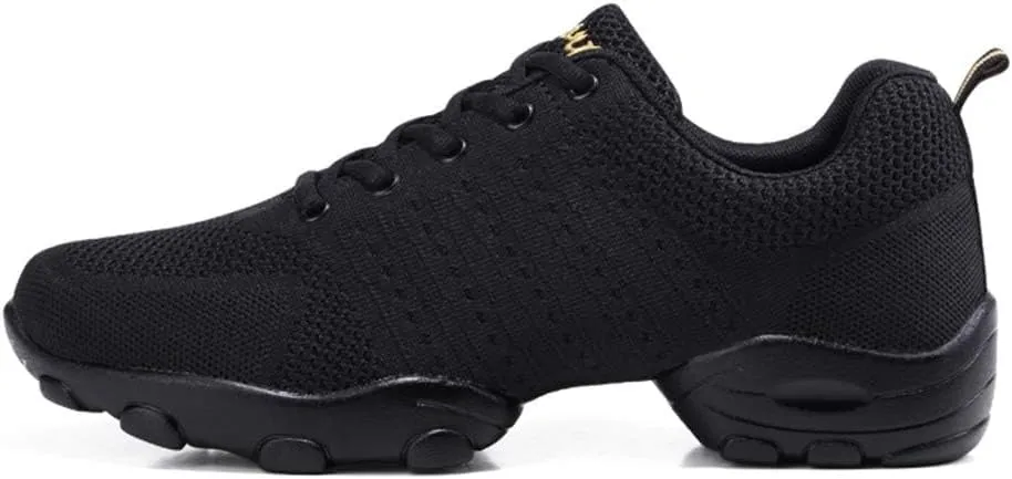 Men's Lace-up Dance Sneakers -Breathable Synthetic mesh -Split Sole Athletic Walking Jazz Dance Shoes Platform
