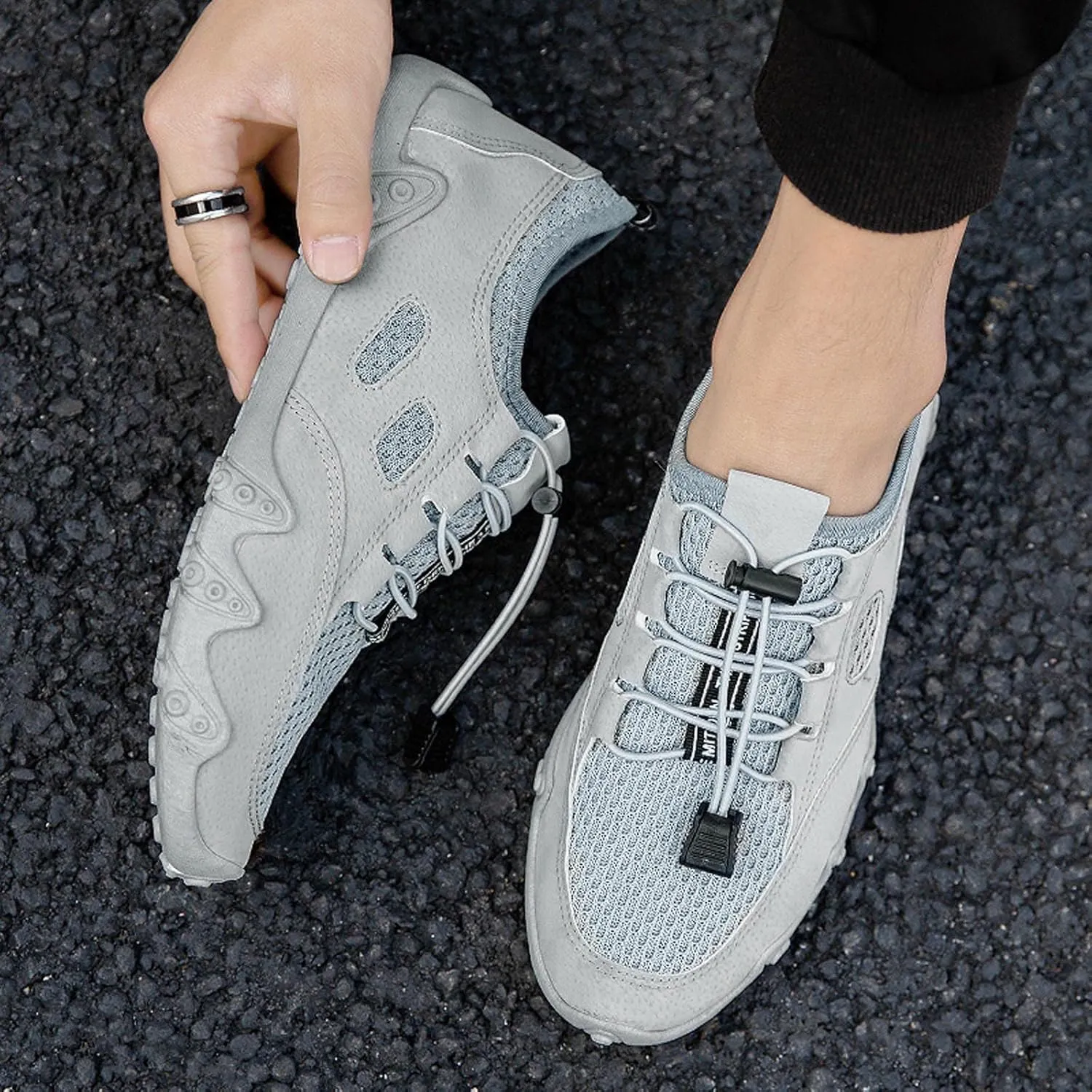 Men's Lightweight Non Slip Barefoot Shoes Business Mesh Breathable Walking Shoe Men's Arch Support Insole Shoes