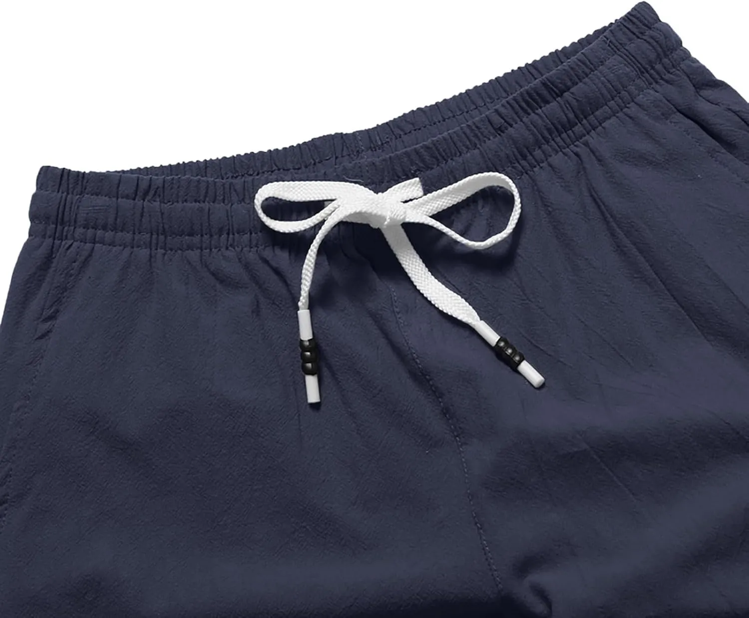Mens Linen Cotton Shorts 2024 Casual Drawstring Elastic Waist Shorts Summer Beach Vacation Shorts Lightweight Workout Shorts
