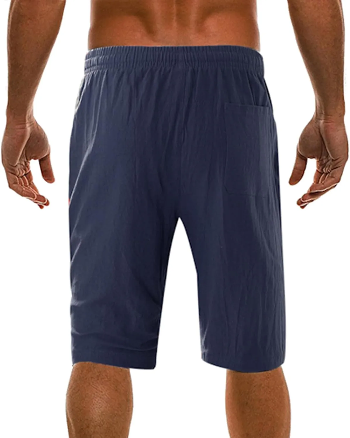 Mens Linen Cotton Shorts 2024 Casual Drawstring Elastic Waist Shorts Summer Beach Vacation Shorts Lightweight Workout Shorts