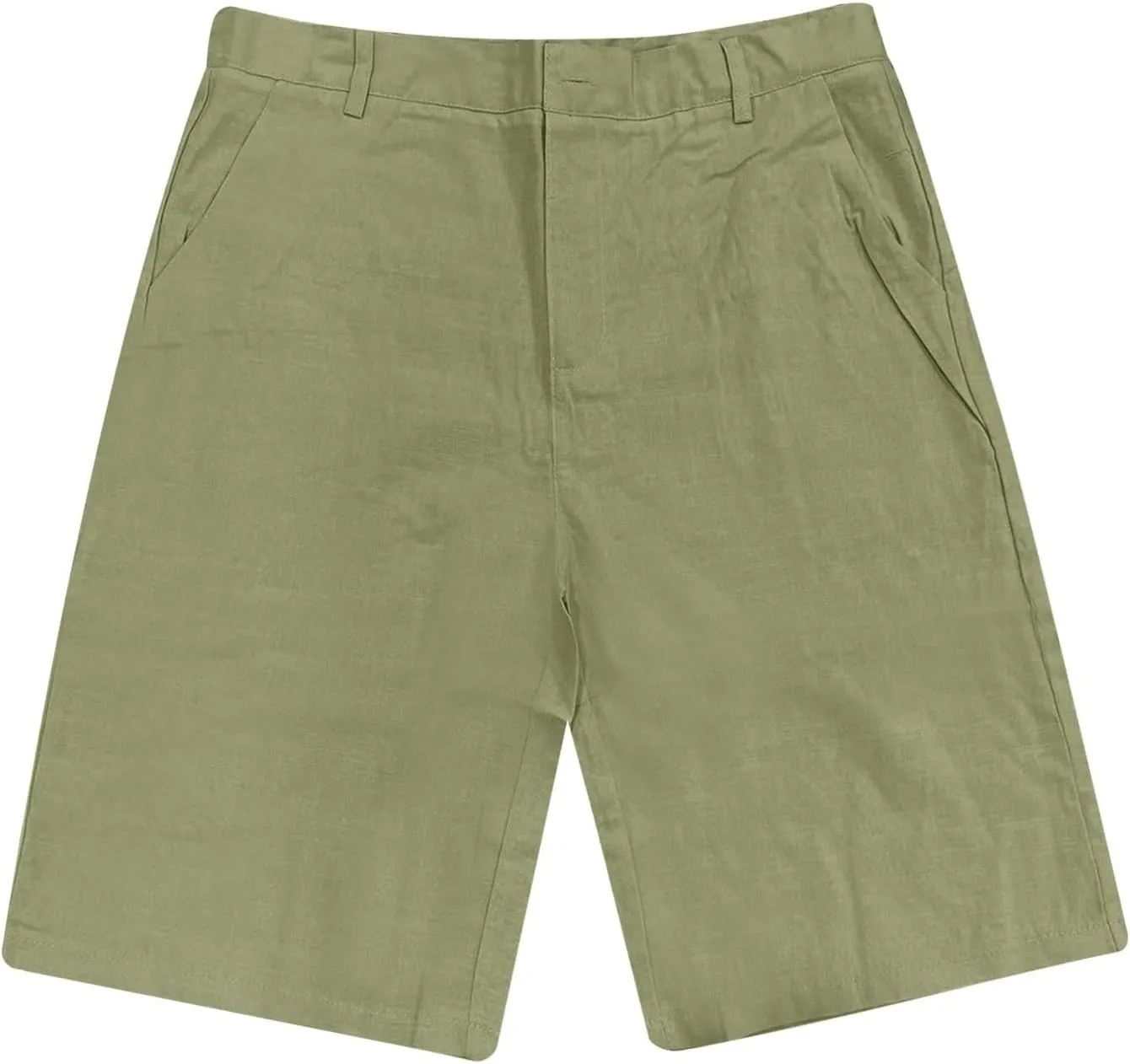 Mens Linen Cotton Shorts Casual Elastic Waist Drawstring Lightweight Summer Beach Shorts with Pockets