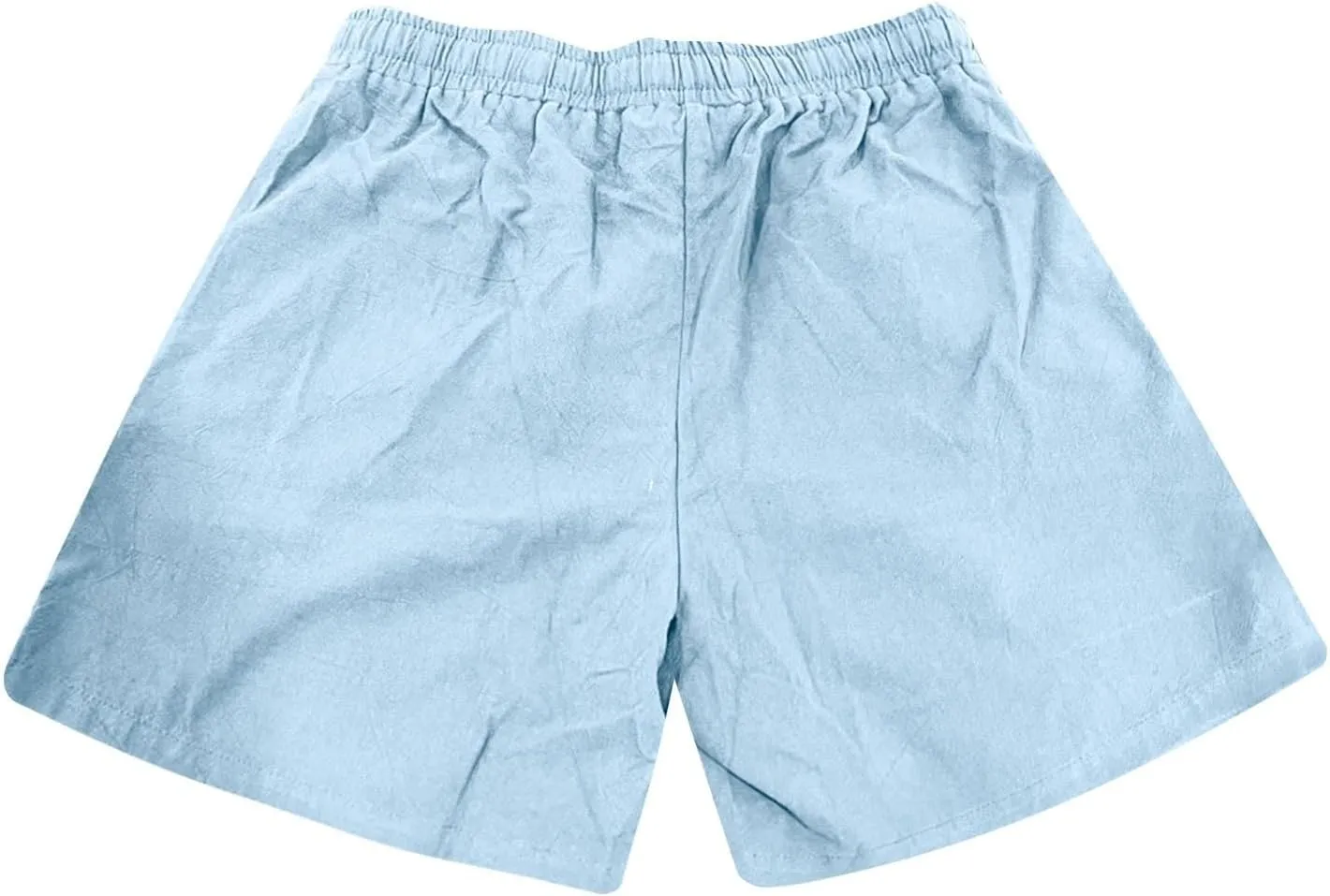 Men's Linen Cotton Shorts Casual Elastic Waist Drawstring Vacation Summer Beach Shorts with Pockets
