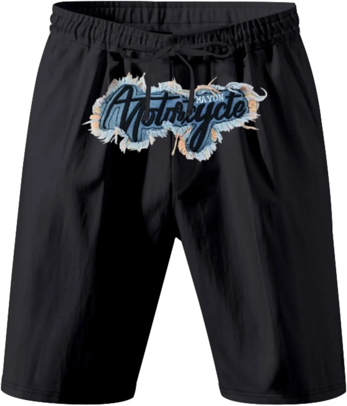 Mens Linen Shorts Flat Front Casual Elastic Waist Drawstring Summer Beach Shorts with Pocket