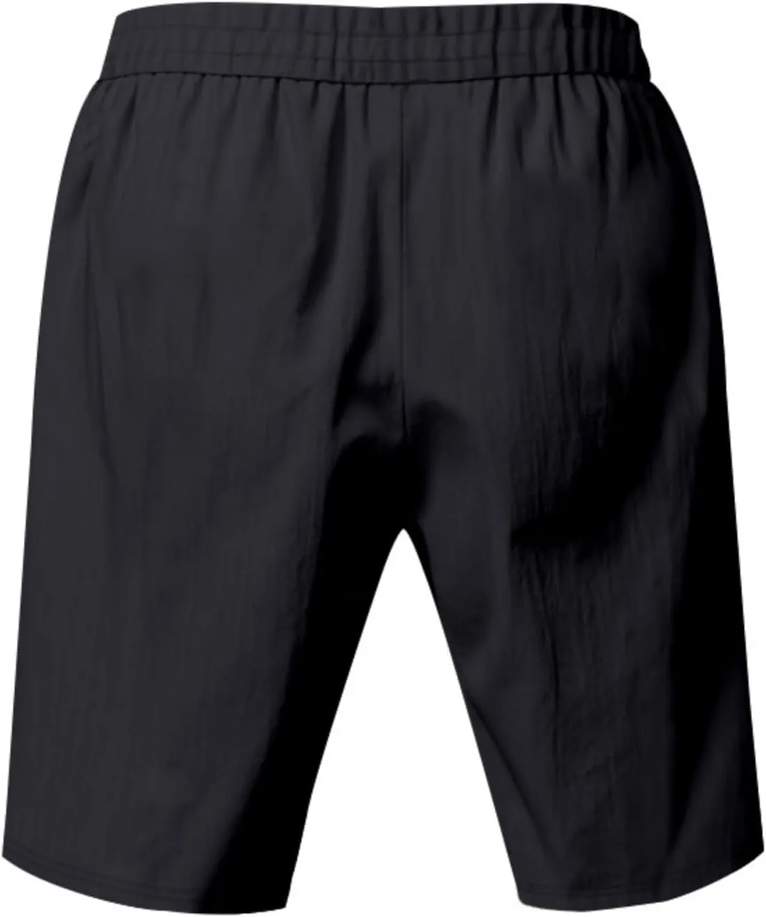 Mens Linen Shorts Flat Front Casual Elastic Waist Drawstring Summer Beach Shorts with Pocket
