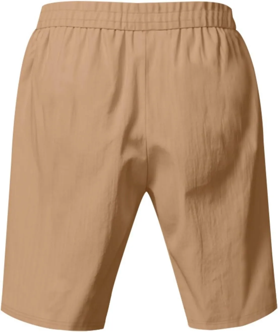 Mens Linen Shorts Flat Front Casual Elastic Waist Drawstring Summer Beach Shorts with Pocket