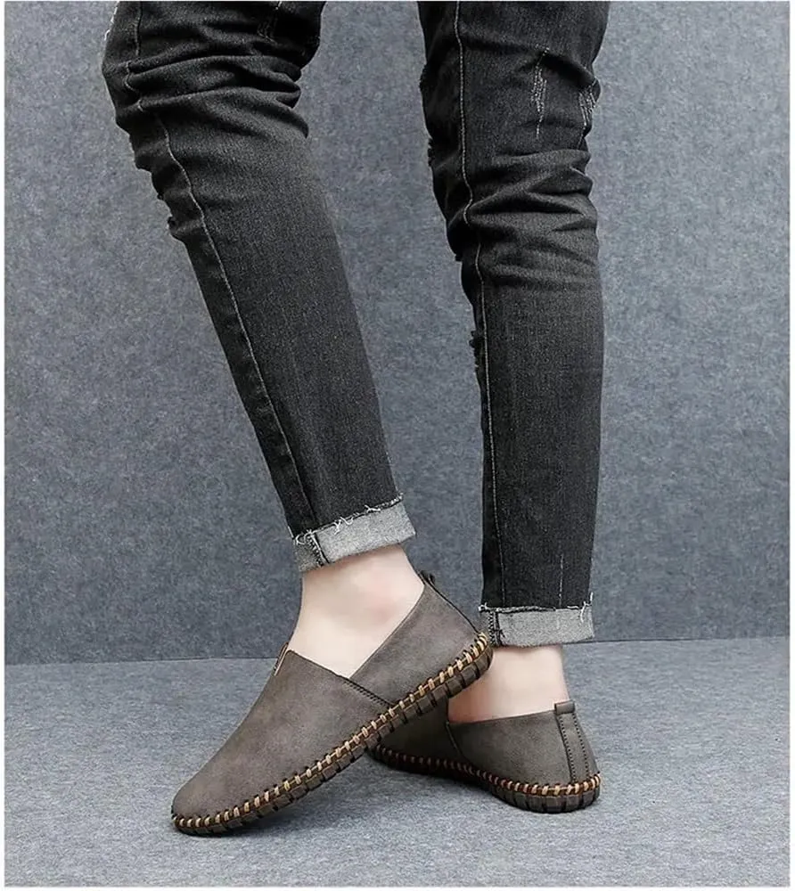Men's Loafers Shoes Vegan Leather Stitching Details Comfortable Lightweight Slip Sole Walking Shoes