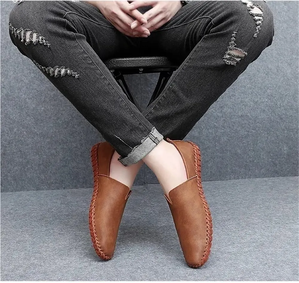 Men's Loafers Shoes Vegan Leather Stitching Details Comfortable Lightweight Slip Sole Walking Shoes