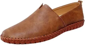 Men's Loafers Shoes Vegan Leather Stitching Details Comfortable Lightweight Slip Sole Walking Shoes
