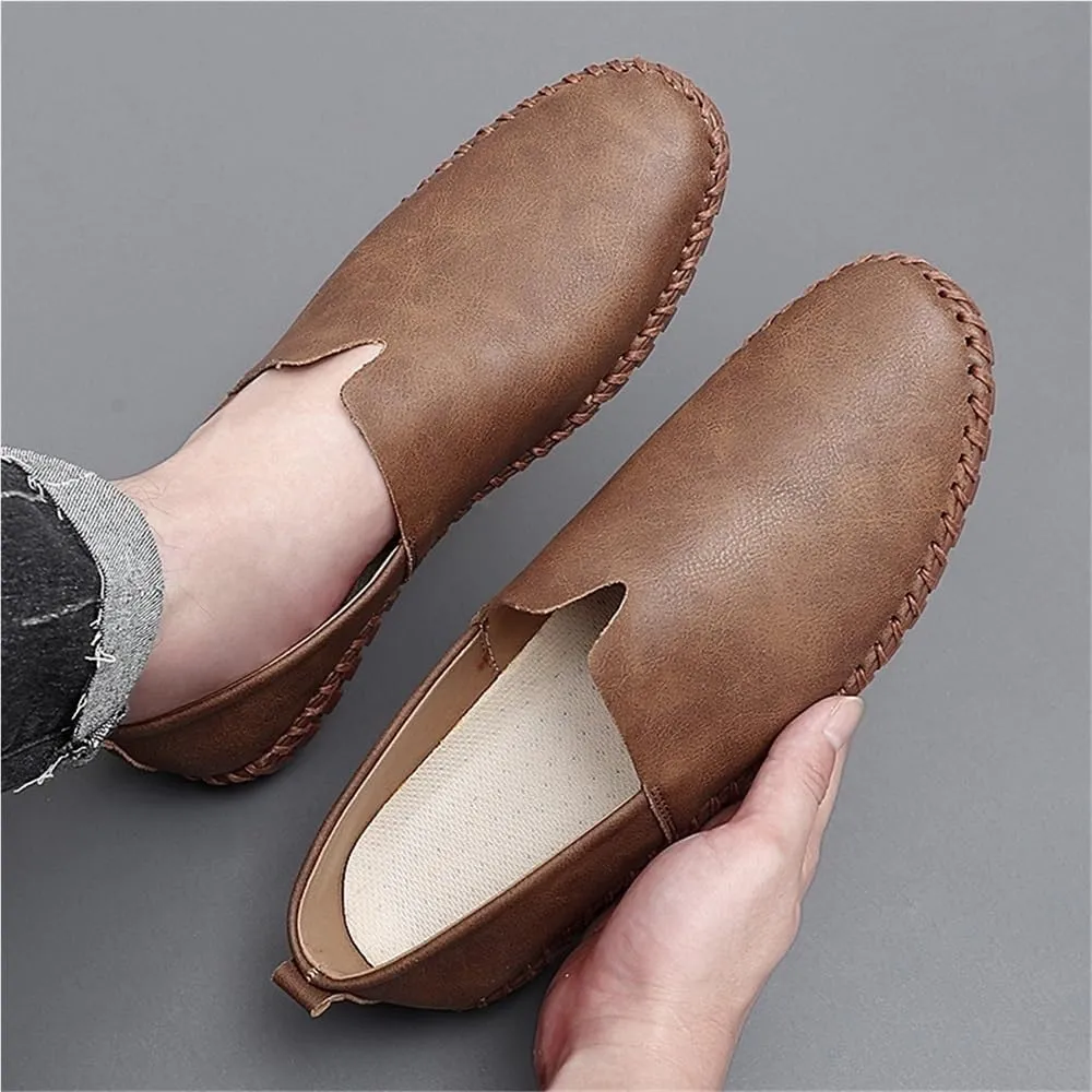 Men's Loafers Shoes Vegan Leather Stitching Details Comfortable Lightweight Slip Sole Walking Shoes