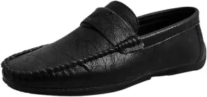Mens Loafers Vegan Leather Round Toe Comfortable Flexible Anti Walking Shoes Party Casual Solid Color Slip On