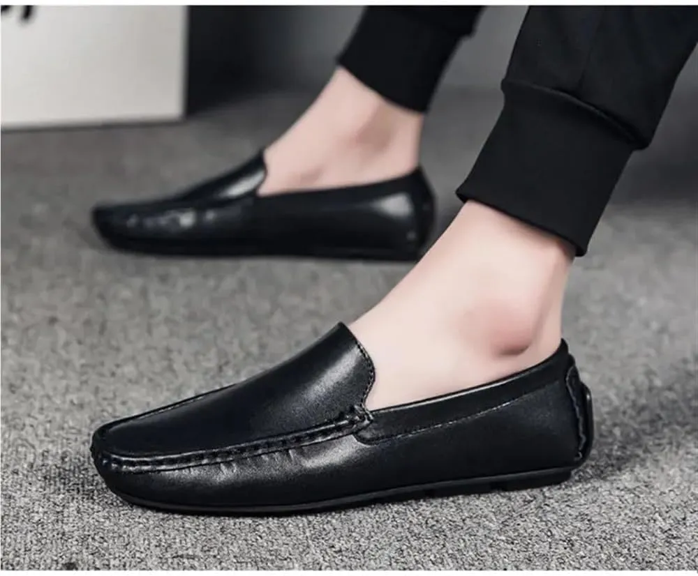 Men's Loafers Venetian Loafers Simple Lightweight Vegan Leather Flat Heel Anti-Slip