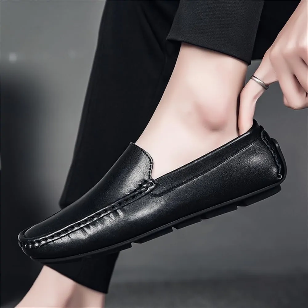 Men's Loafers Venetian Loafers Simple Lightweight Vegan Leather Flat Heel Anti-Slip