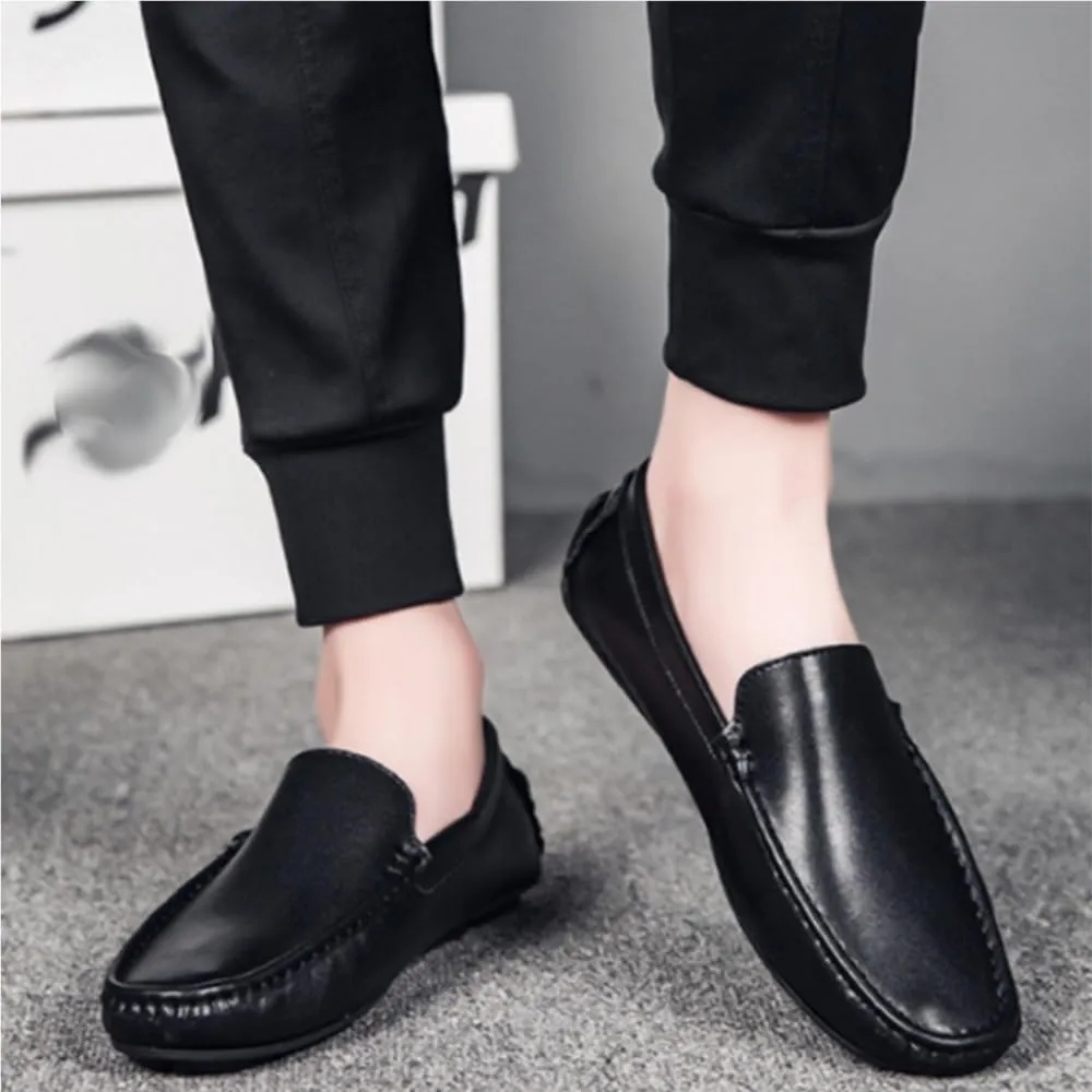 Men's Loafers Venetian Loafers Simple Lightweight Vegan Leather Flat Heel Anti-Slip