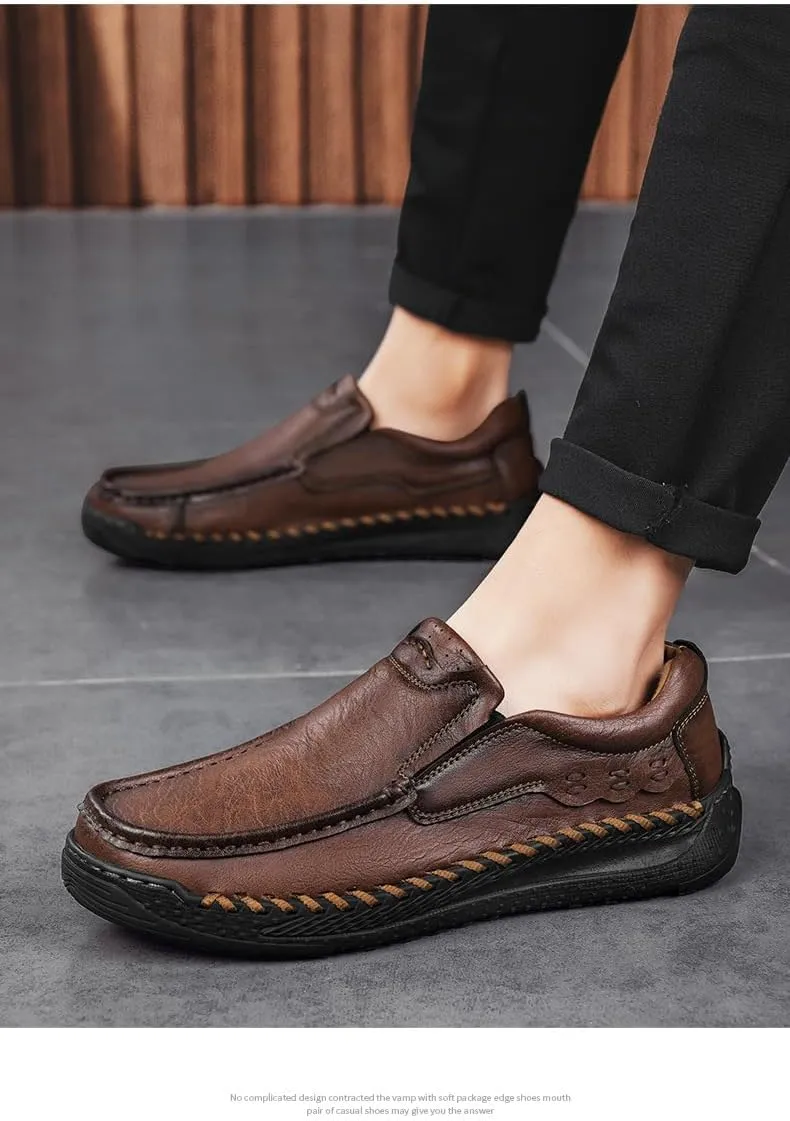 Men's Orthopedic Slip-On Leather Loafers, Non Slip Breathable Comfortable Casual Shoes for Dress Driving Work