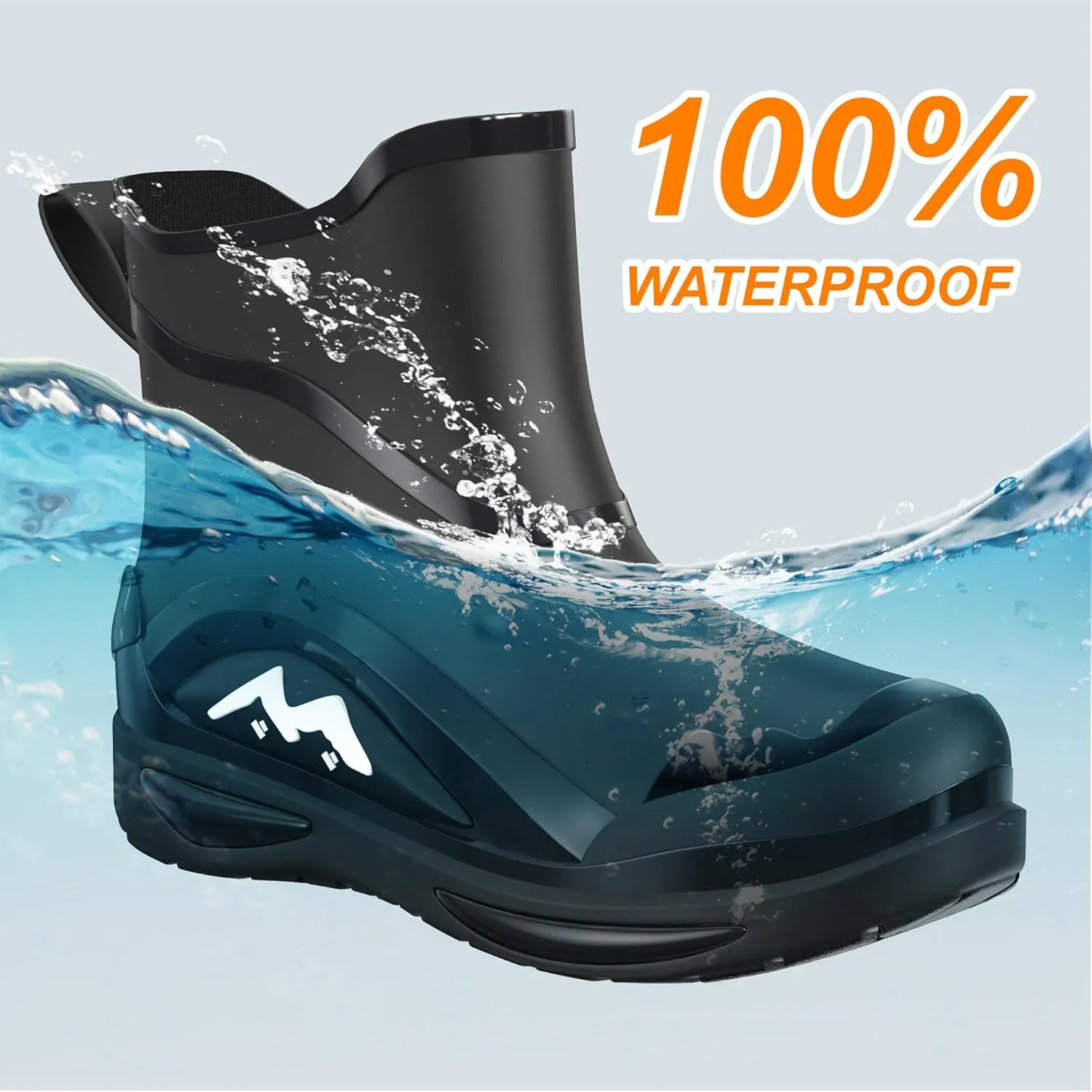 Men's rain boots,Ankle rubber boots for men Waterproof garden boots for men,Non-slip fishing boots,Water boots for men women