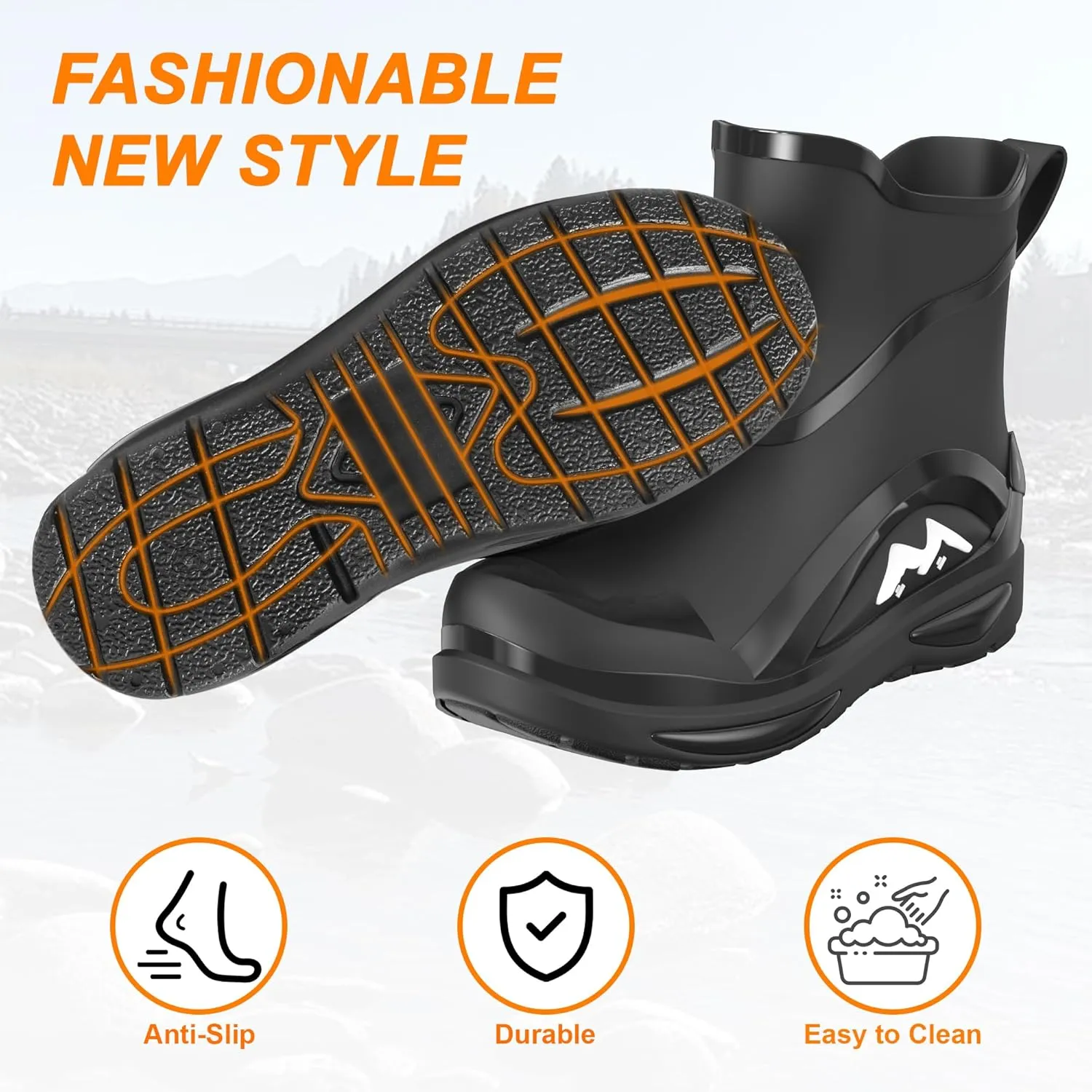 Men's rain boots,Ankle rubber boots for men Waterproof garden boots for men,Non-slip fishing boots,Water boots for men women
