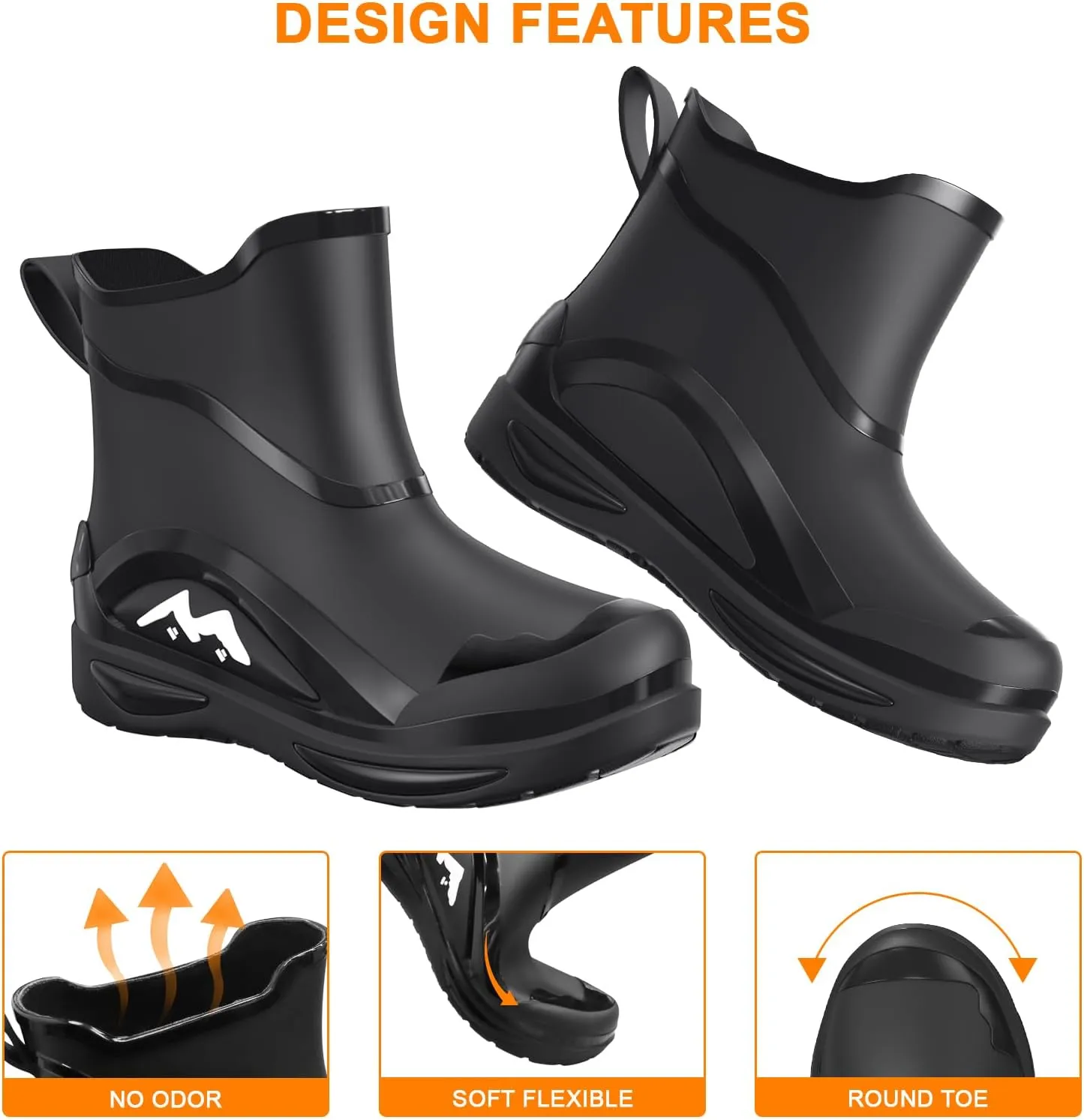 Men's rain boots,Ankle rubber boots for men Waterproof garden boots for men,Non-slip fishing boots,Water boots for men women