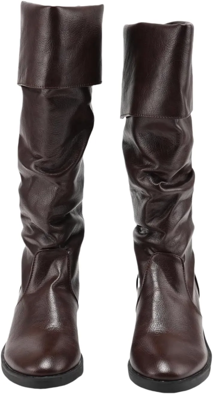 Men's Renaissance Boots Medieval Flat Jazz Boots Pull On Boot Mid Calf Gothic Cosplay Shoes