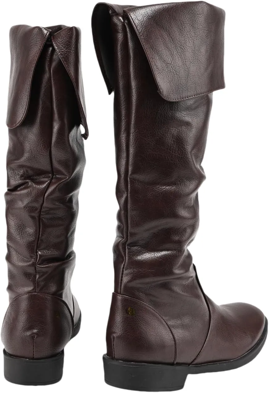 Men's Renaissance Boots Medieval Flat Jazz Boots Pull On Boot Mid Calf Gothic Cosplay Shoes
