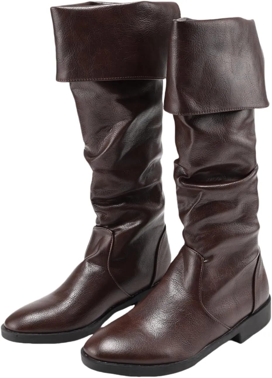 Men's Renaissance Boots Medieval Flat Jazz Boots Pull On Boot Mid Calf Gothic Cosplay Shoes