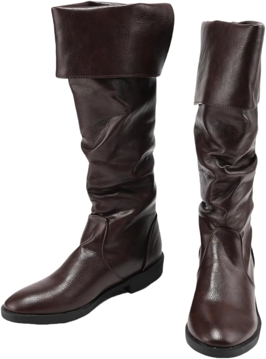 Men's Renaissance Boots Medieval Flat Jazz Boots Pull On Boot Mid Calf Gothic Cosplay Shoes