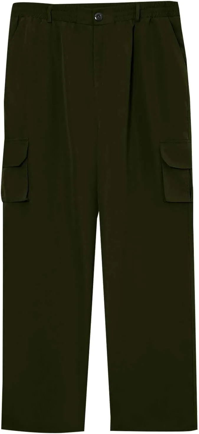 Mens Resort Wear 2025 Polyester Joggers Pants,Loose Casual Tapered Sweatpants,Drawstring Elastic Waist Baggy Cargo Pant