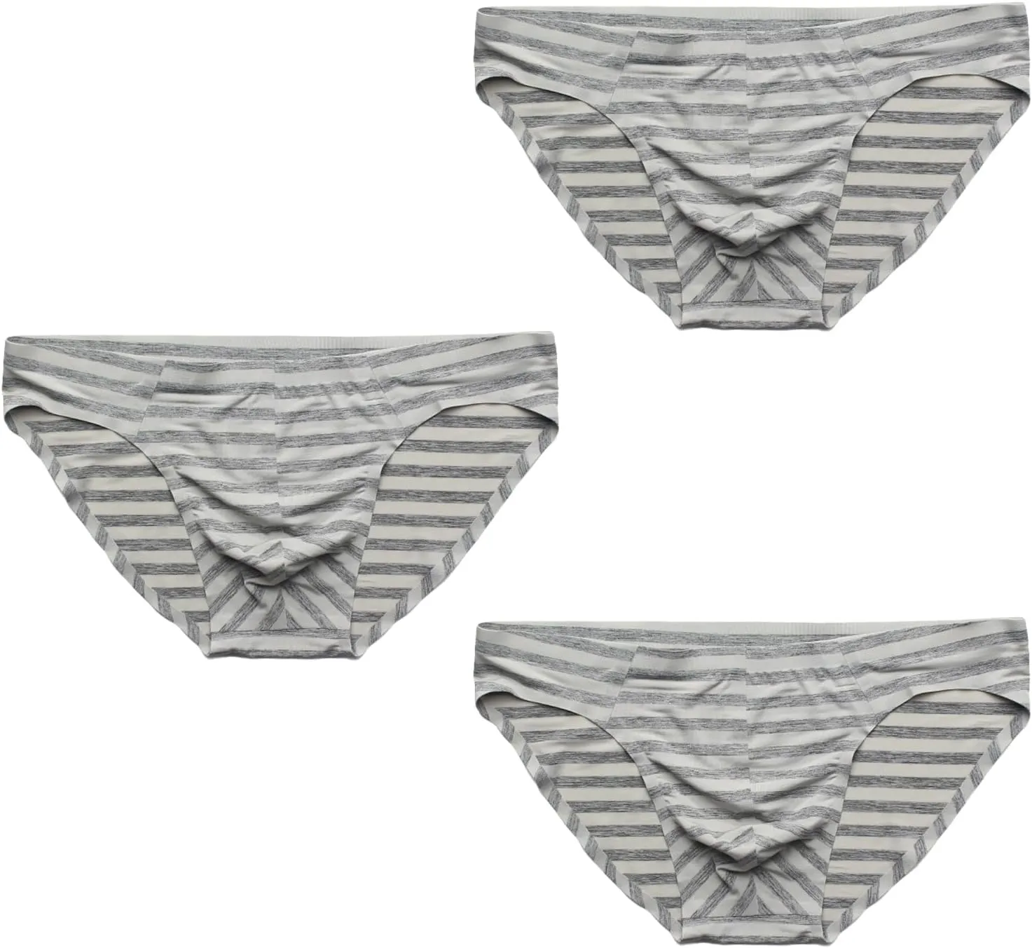 Men's Seamless Sexy One - piece Ice Silk Striped Low Rise Briefs